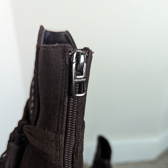 Coach Jessie Suede Silky Nappa Tassel Chestnut Brown Boots sz 7 - Picture 6 of 11